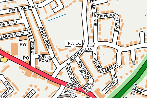 TN39 5AJ map - OS OpenMap – Local (Ordnance Survey)