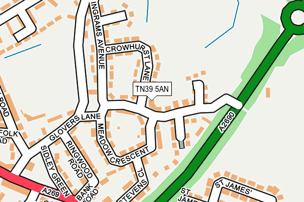 TN39 5AN map - OS OpenMap – Local (Ordnance Survey)