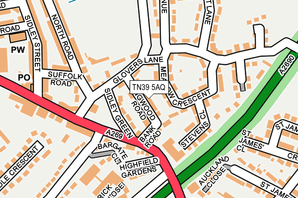 TN39 5AQ map - OS OpenMap – Local (Ordnance Survey)