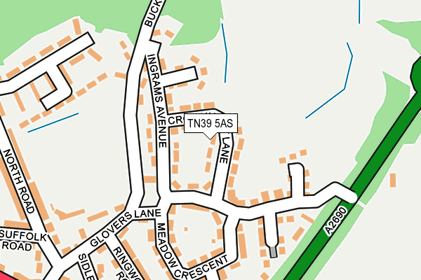 TN39 5AS map - OS OpenMap – Local (Ordnance Survey)