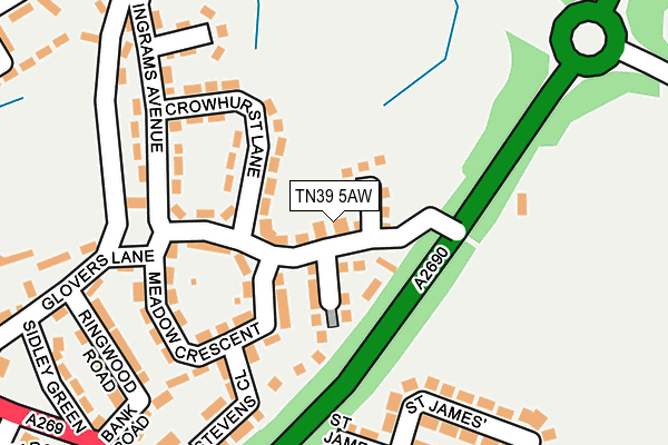 TN39 5AW map - OS OpenMap – Local (Ordnance Survey)