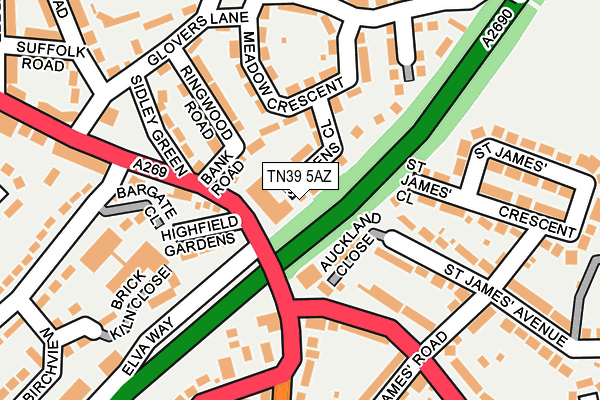 TN39 5AZ map - OS OpenMap – Local (Ordnance Survey)