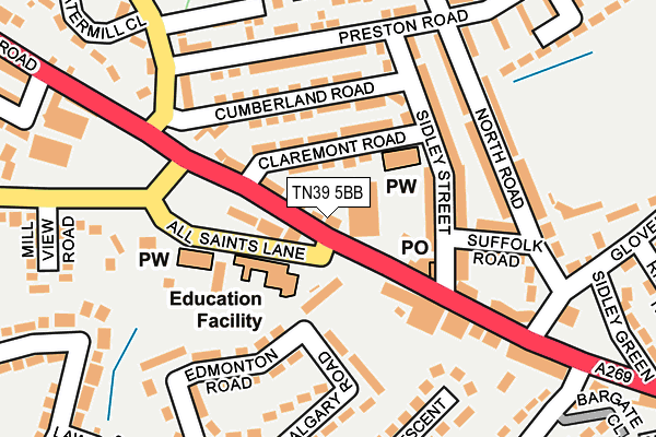 Map of SIDLEY BARBERS LTD at local scale