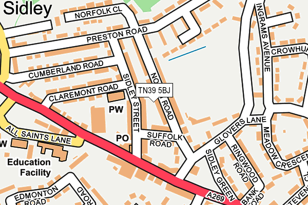TN39 5BJ map - OS OpenMap – Local (Ordnance Survey)