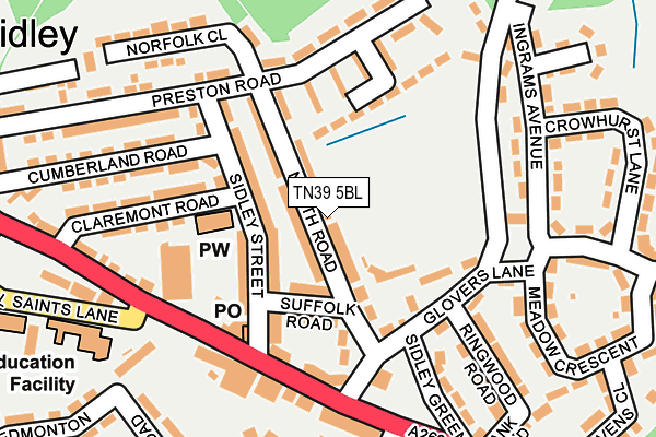 TN39 5BL map - OS OpenMap – Local (Ordnance Survey)