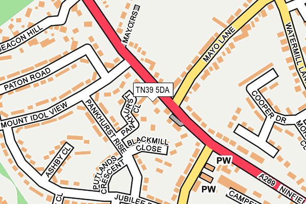 TN39 5DA map - OS OpenMap – Local (Ordnance Survey)