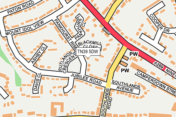 TN39 5DW map - OS OpenMap – Local (Ordnance Survey)