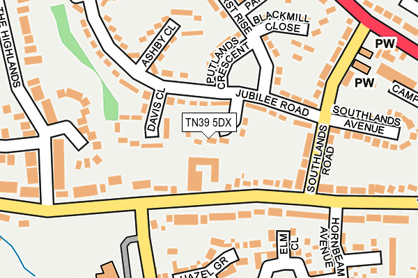 TN39 5DX map - OS OpenMap – Local (Ordnance Survey)