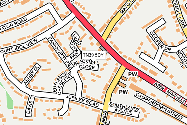 TN39 5DY map - OS OpenMap – Local (Ordnance Survey)