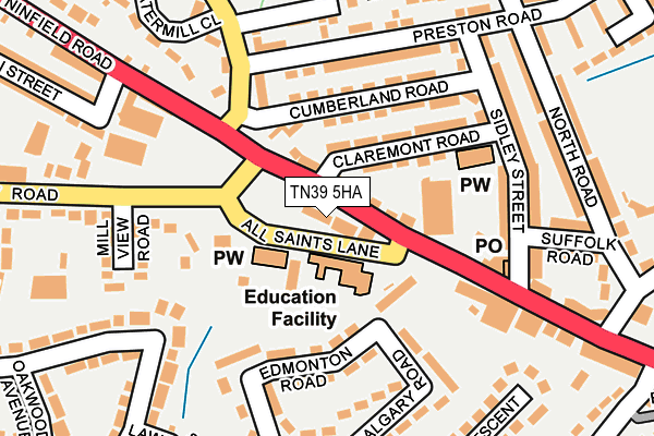 TN39 5HA map - OS OpenMap – Local (Ordnance Survey)