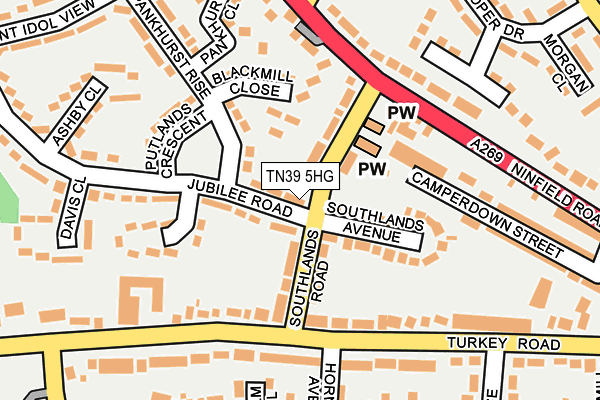TN39 5HG map - OS OpenMap – Local (Ordnance Survey)