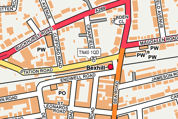 TN40 1QD map - OS OpenMap – Local (Ordnance Survey)