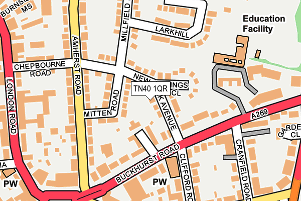 TN40 1QR map - OS OpenMap – Local (Ordnance Survey)