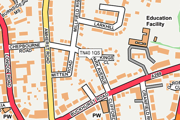 TN40 1QS map - OS OpenMap – Local (Ordnance Survey)