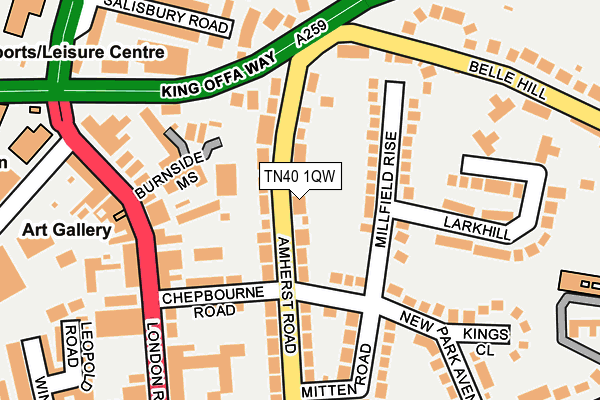 TN40 1QW map - OS OpenMap – Local (Ordnance Survey)