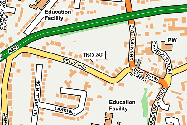 TN40 2AP map - OS OpenMap – Local (Ordnance Survey)