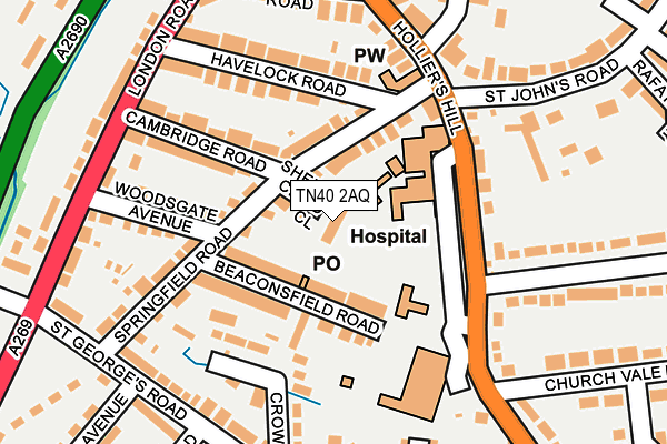 TN40 2AQ map - OS OpenMap – Local (Ordnance Survey)