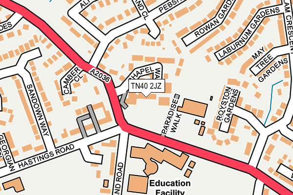 TN40 2JZ map - OS OpenMap – Local (Ordnance Survey)