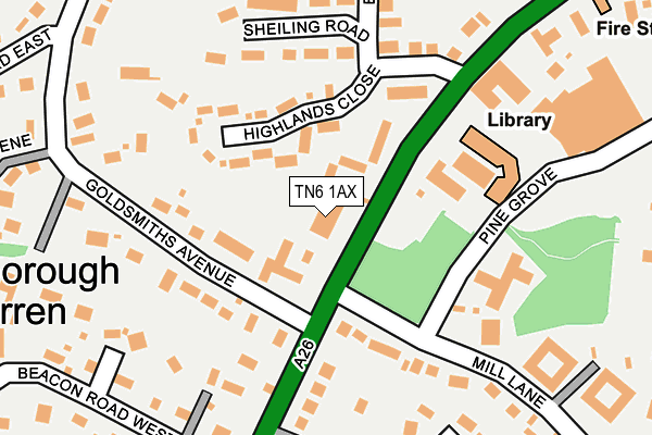 TN6 1AX map - OS OpenMap – Local (Ordnance Survey)
