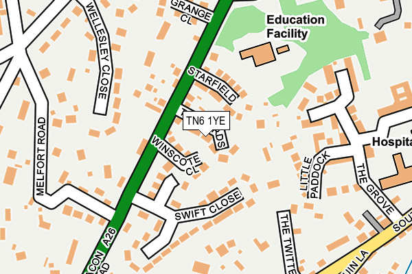 TN6 1YE map - OS OpenMap – Local (Ordnance Survey)