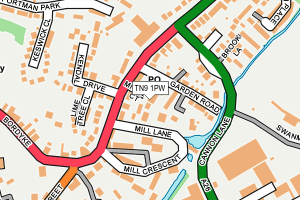 TN9 1PW map - OS OpenMap – Local (Ordnance Survey)
