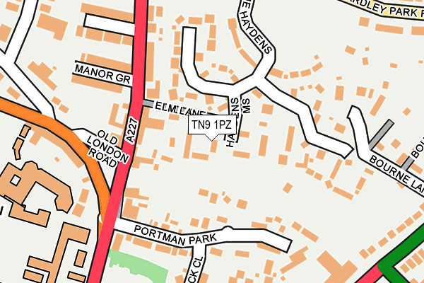 TN9 1PZ map - OS OpenMap – Local (Ordnance Survey)