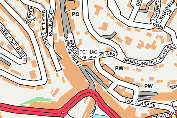 TQ1 1AG map - OS OpenMap – Local (Ordnance Survey)