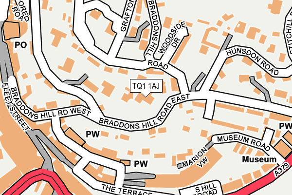 TQ1 1AJ map - OS OpenMap – Local (Ordnance Survey)