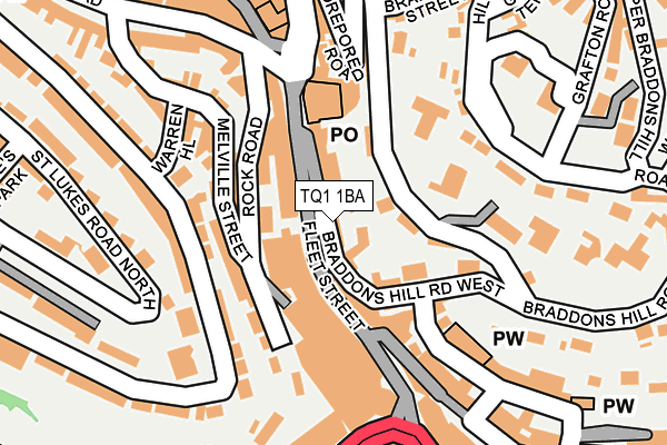 TQ1 1BA map - OS OpenMap – Local (Ordnance Survey)