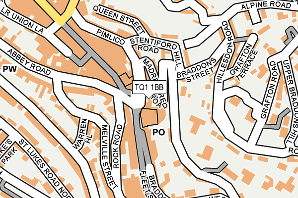 TQ1 1BB map - OS OpenMap – Local (Ordnance Survey)