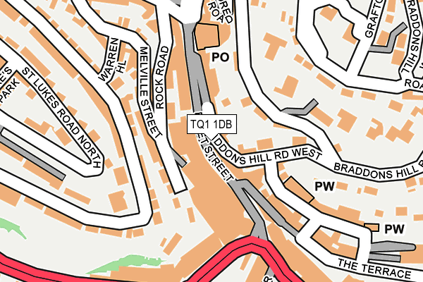 TQ1 1DB map - OS OpenMap – Local (Ordnance Survey)