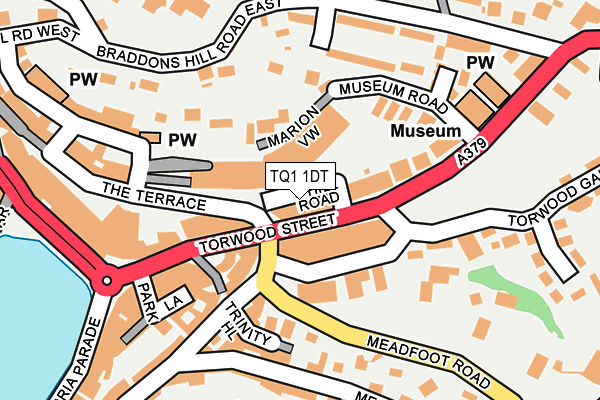TQ1 1DT map - OS OpenMap – Local (Ordnance Survey)