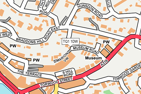 TQ1 1DW map - OS OpenMap – Local (Ordnance Survey)