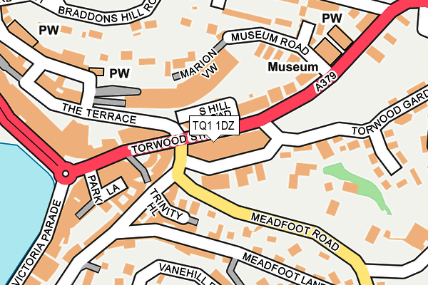 TQ1 1DZ map - OS OpenMap – Local (Ordnance Survey)