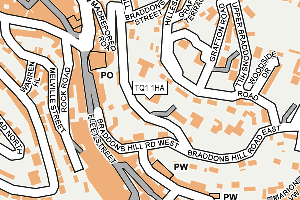 TQ1 1HA map - OS OpenMap – Local (Ordnance Survey)