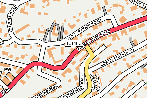 TQ1 1HL map - OS OpenMap – Local (Ordnance Survey)