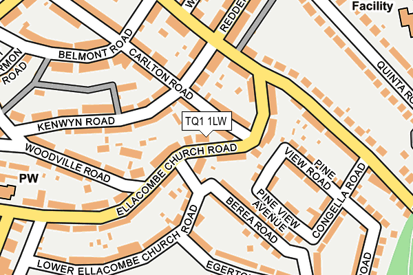 TQ1 1LW map - OS OpenMap – Local (Ordnance Survey)