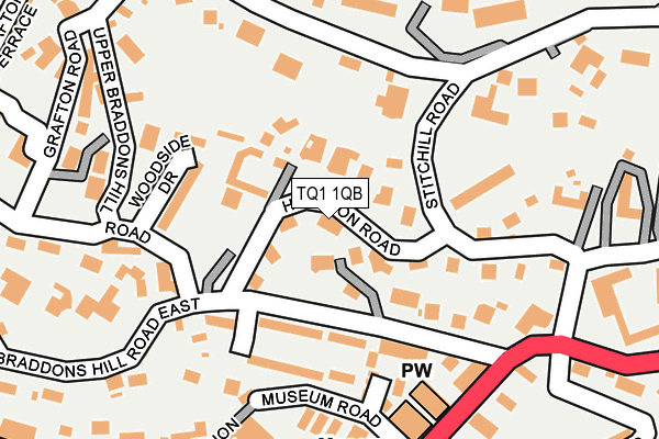 TQ1 1QB map - OS OpenMap – Local (Ordnance Survey)