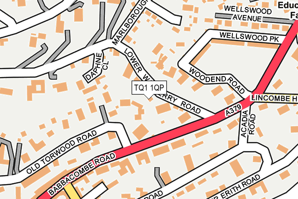 TQ1 1QP map - OS OpenMap – Local (Ordnance Survey)