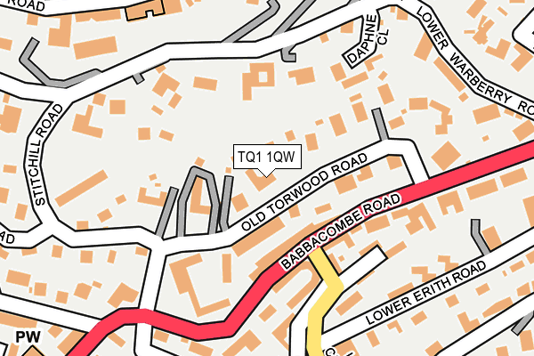 TQ1 1QW map - OS OpenMap – Local (Ordnance Survey)