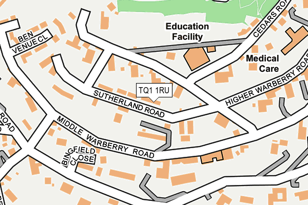 TQ1 1RU map - OS OpenMap – Local (Ordnance Survey)