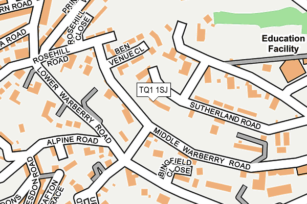 TQ1 1SJ map - OS OpenMap – Local (Ordnance Survey)