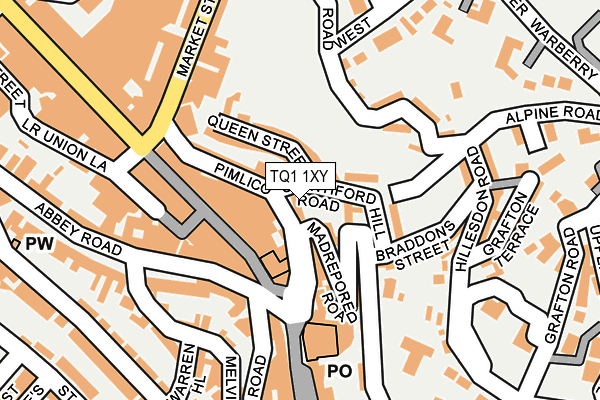 TQ1 1XY map - OS OpenMap – Local (Ordnance Survey)