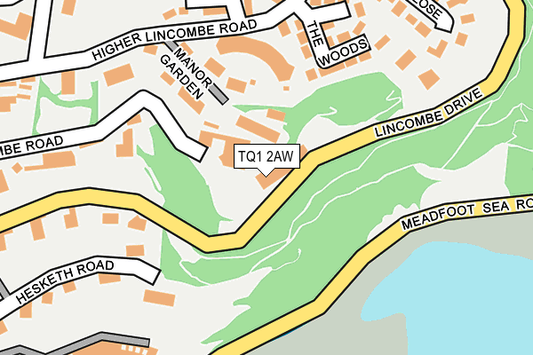 TQ1 2AW map - OS OpenMap – Local (Ordnance Survey)