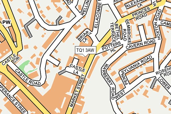 TQ1 3AW map - OS OpenMap – Local (Ordnance Survey)