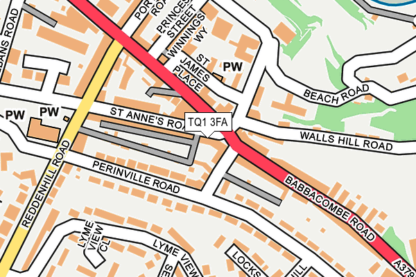 TQ1 3FA map - OS OpenMap – Local (Ordnance Survey)