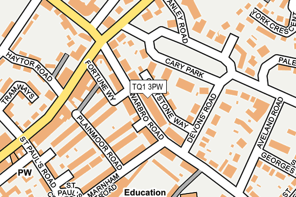 TQ1 3PW map - OS OpenMap – Local (Ordnance Survey)