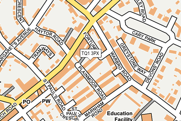 TQ1 3PX map - OS OpenMap – Local (Ordnance Survey)