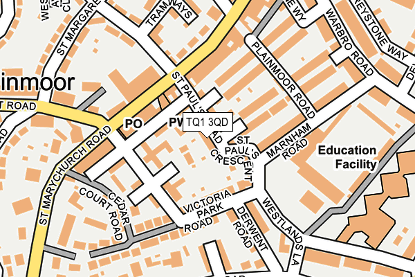 TQ1 3QD map - OS OpenMap – Local (Ordnance Survey)