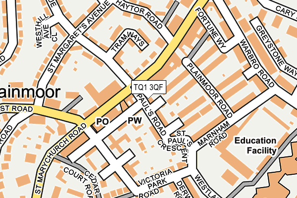 TQ1 3QF map - OS OpenMap – Local (Ordnance Survey)